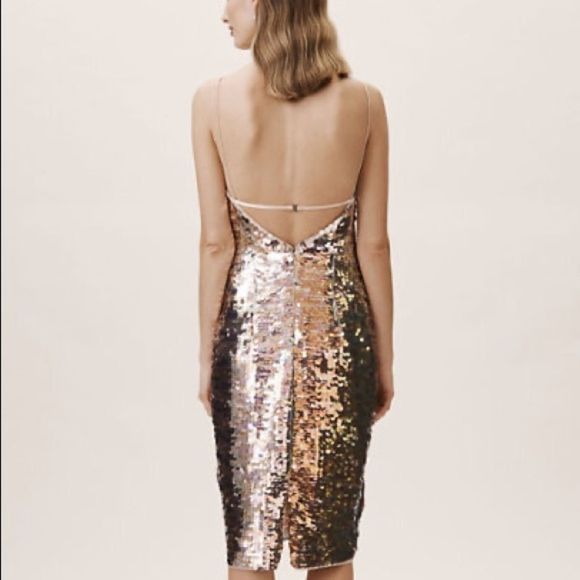 BHLDN Green and Gold Sequin Strapless Sheath Dress - Picture 8 of 10